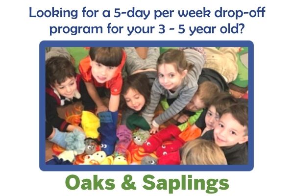 Oaks & Saplings" 5-day per week drop-off program for 3-5 year olds