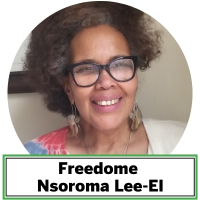 Freedome Nsoroma Lee-El’s music always pours forth with improvisational style and soul-searing messages that uplift and inspire reflection, amusement, and deep appreciation. Her vocals travel great depths and heights and exude spirituality, sensibility, creativity, and masterful skill. She commands lyrical content to transform the listening and the listener, like the proverbial showstopper. She has sang lead with or done background vocals with Ralph McDonald, Kimati Dinizulu, Joe Cocker, Sekou Sundiata, Valerie Simpson, Luther Vandross, Whitney Houston, Roberta Flack, Najee, Freddie Jackson, and a host of others.
