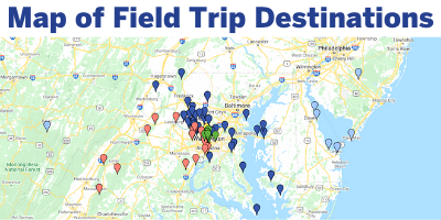 Map of ANS Field Trip Destinations